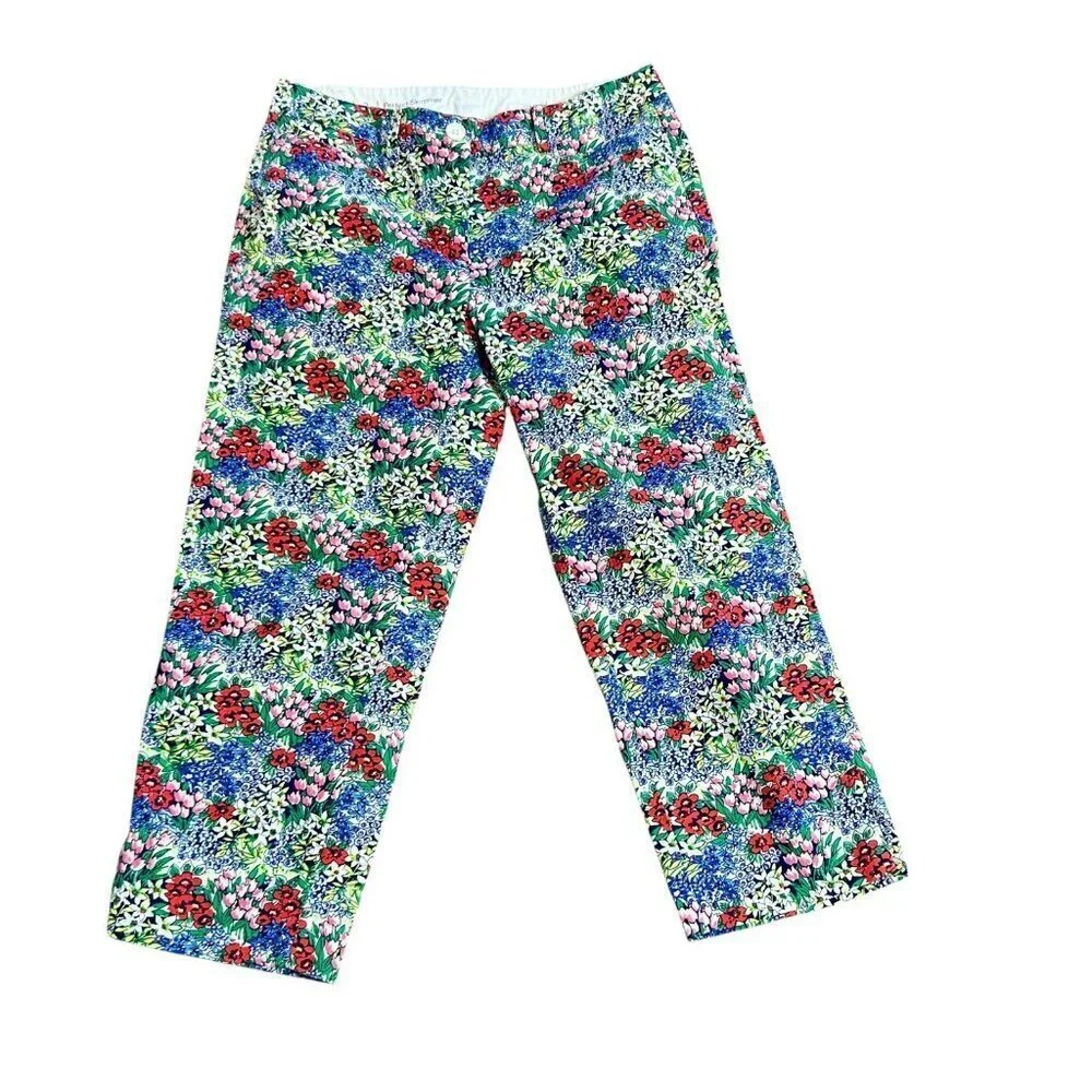 Talbots Perfect Skimmer Cottage Floral Cropped Pants Size 2